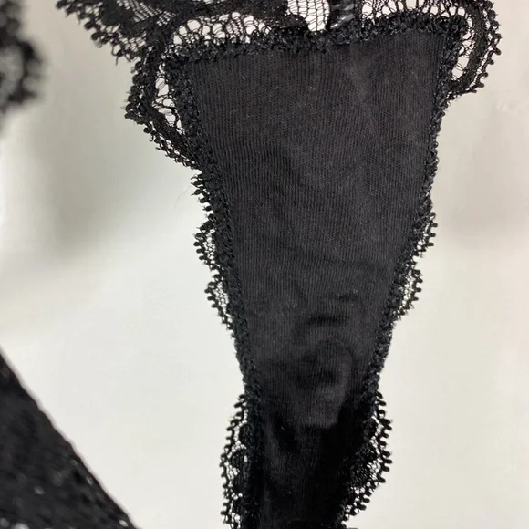 Victoria’s Secret Plunge V-Neck Sheer Black Lace Teddy Body Suit Ladies Large - Picture 8 of 16